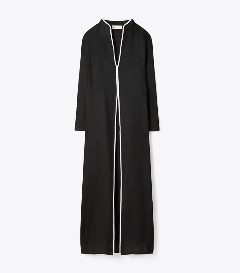 Tory Burch designer copricostume Caftano in lino in Black / White front
