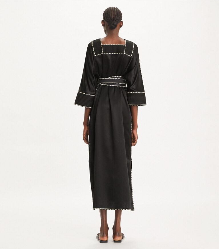 Tory Burch designer abiti Caftano in seta in Black front