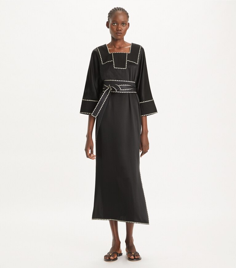 Tory Burch designer abiti Caftano in seta in Black front