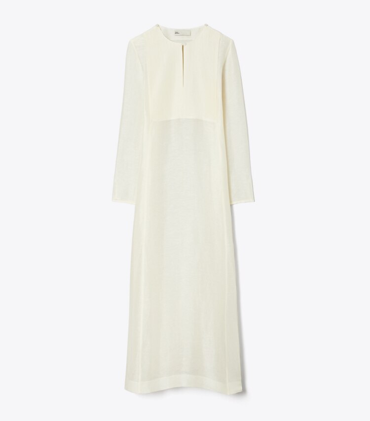 Tory Burch designer copricostume Caftano lungo in lino in New Ivory front