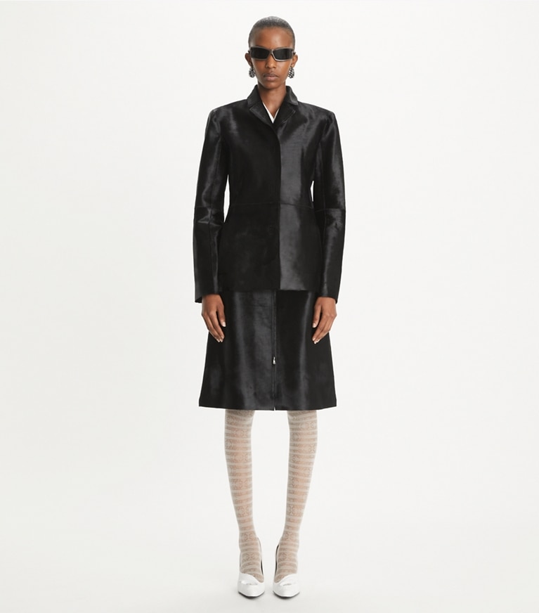 Tory Burch designer jackets Calf Hair Jacket in Black front