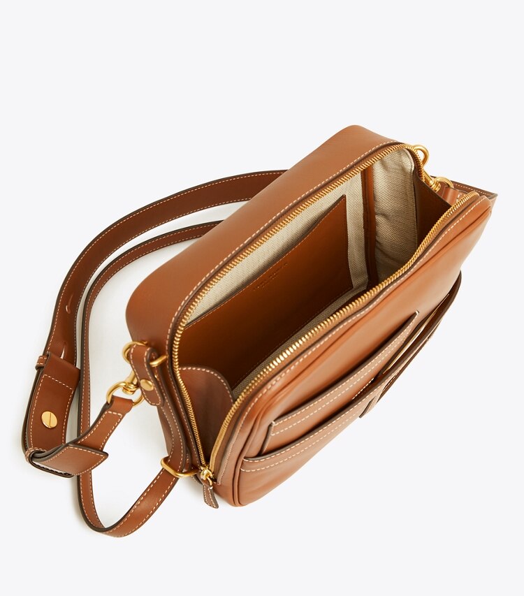 Tory Burch designer shoulder bags Camera Bag in Light Umber overhead