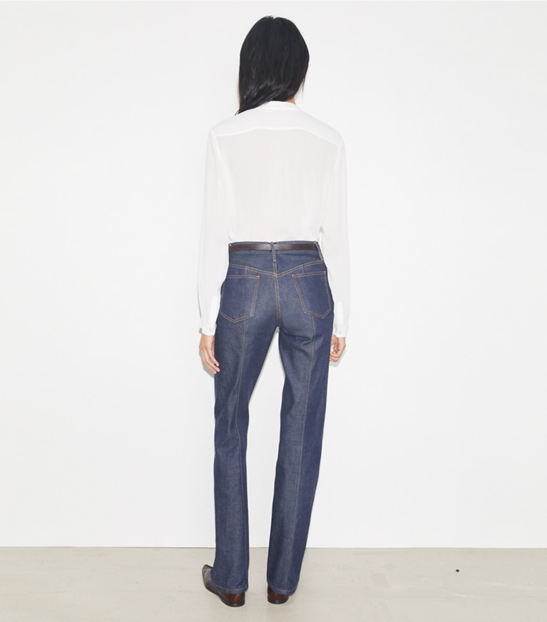 Tory Burch designer tops Camicetta in georgette con fiocco in Marshmallow front
