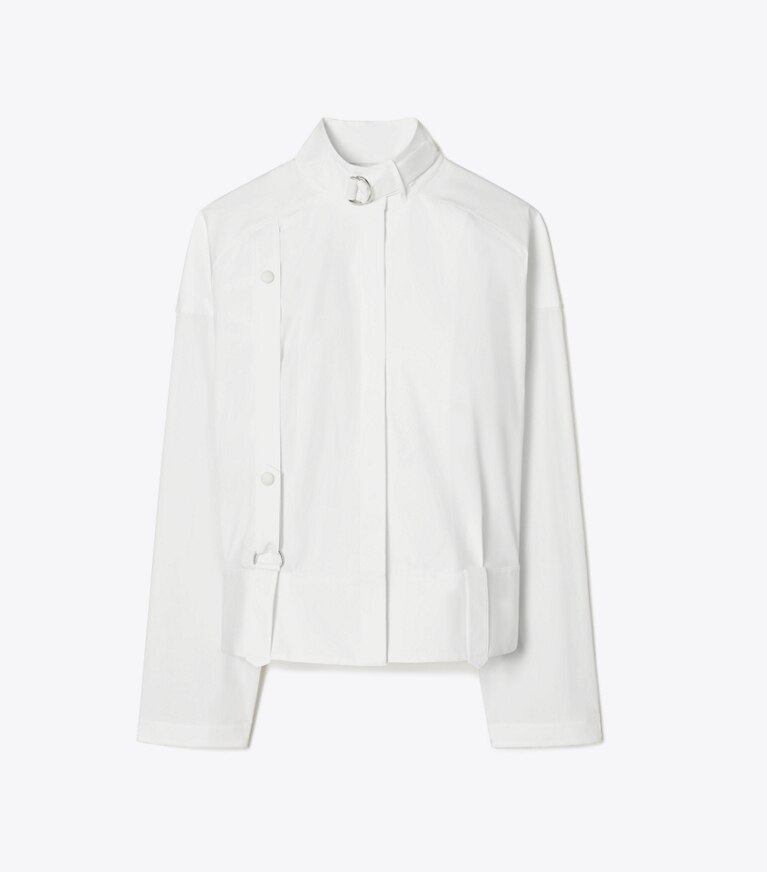 Tory Burch designer tops Camicia bomber in popeline di cotone in White front