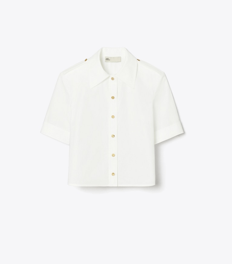 Tory Burch designer tops Camicia Camp in popeline in White front