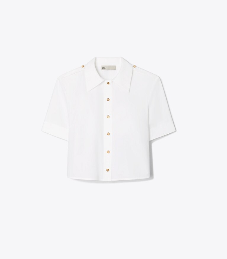 Tory Burch designer tops Camicia Camp in popeline in White front