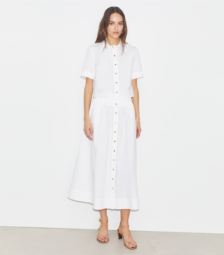 Tory Burch designer tops Camicia Camp in popeline in White front