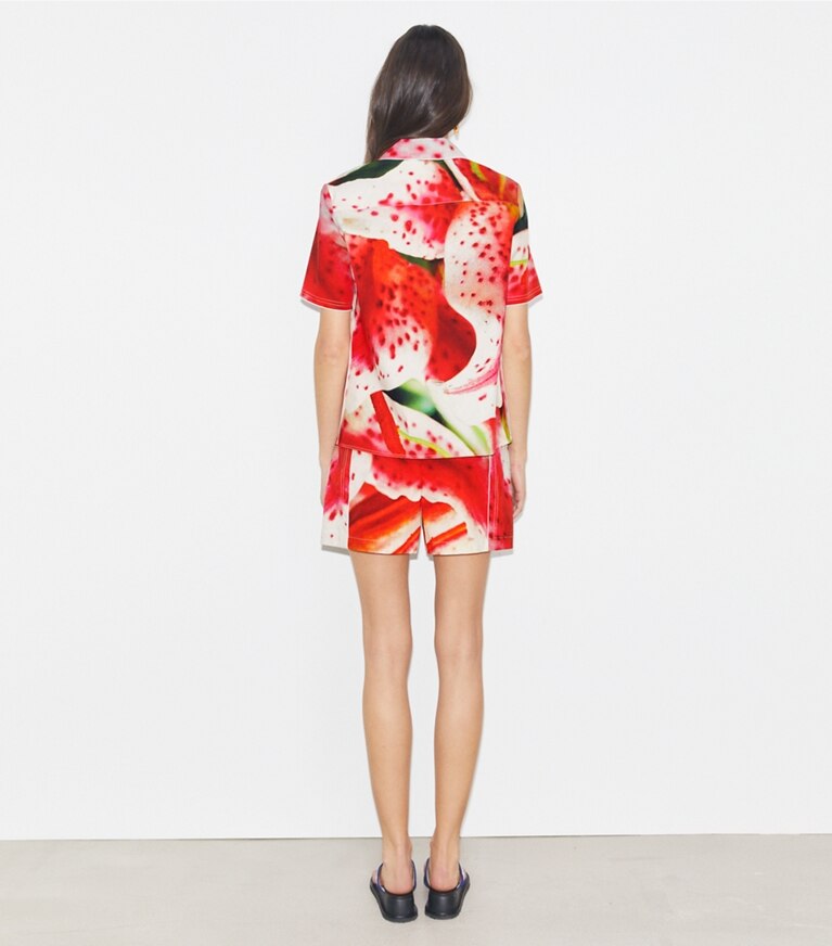 Tory Burch designer Camicia Camp in twill in Pink Lily front