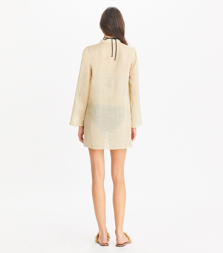 Tory Burch designer copricostume Camicia da spiaggia in ramia in Birch front