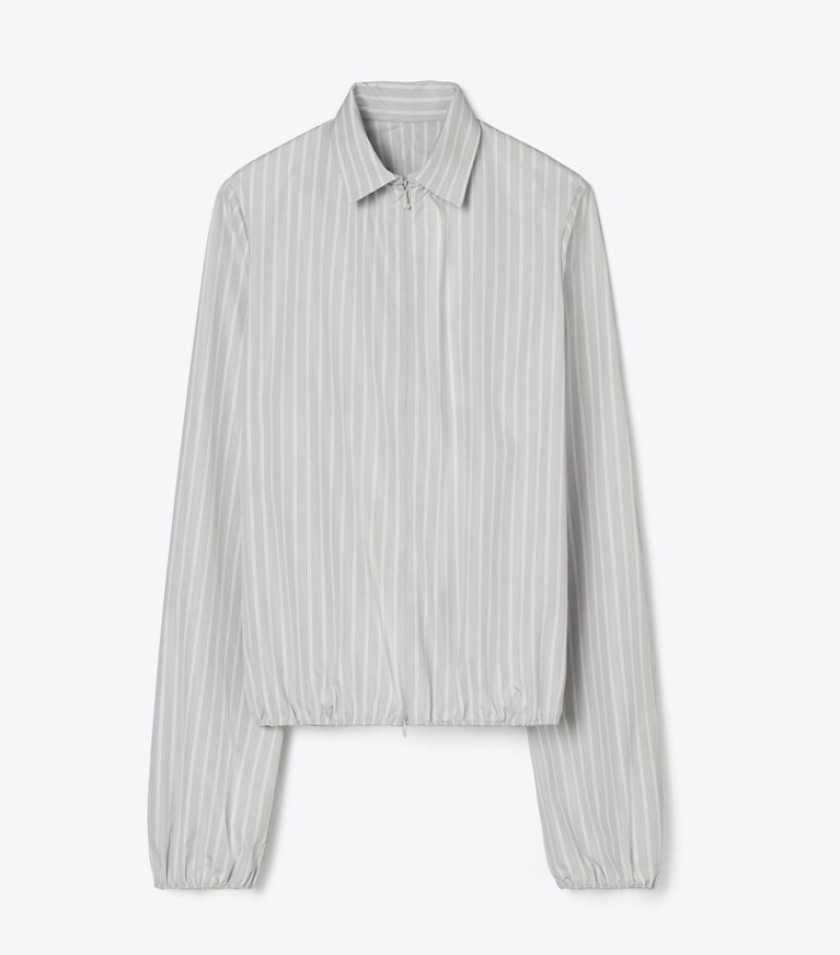 Tory Burch designer tops Camicia in cotone a righe in Medium Grey/White front