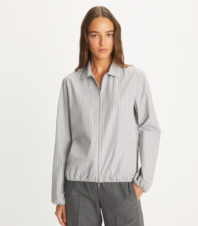 Tory Burch designer tops Camicia in cotone a righe in Medium Grey/White front