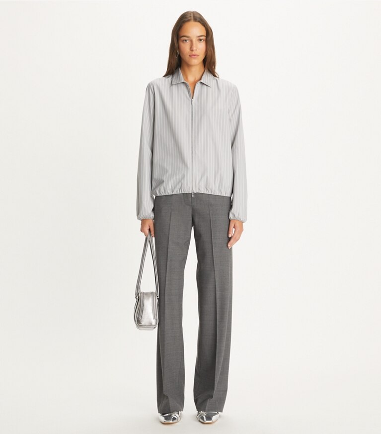 Tory Burch designer tops Camicia in cotone a righe in Medium Grey/White front
