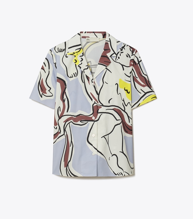 Tory Burch designer copricostume Camicia in cotone Camp in Lilac Cherubs front