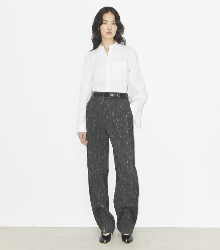 Tory Burch designer tops Camicia in popeline di cotone in White parte anteriore su modella