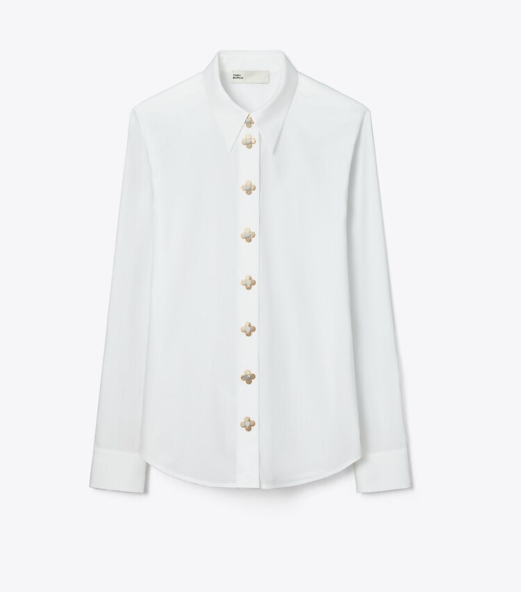 Tory Burch designer tops Camicia in popeline in White front