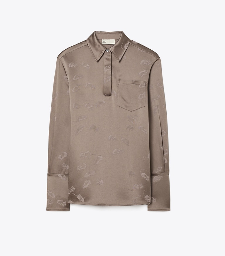 Tory Burch designer tops Camicia jacquard con polsini risvoltati in Pale Mauve front