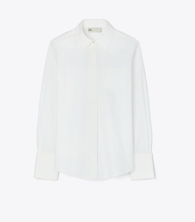 Tory Burch diseñador tops Camisa de algodón en White frente