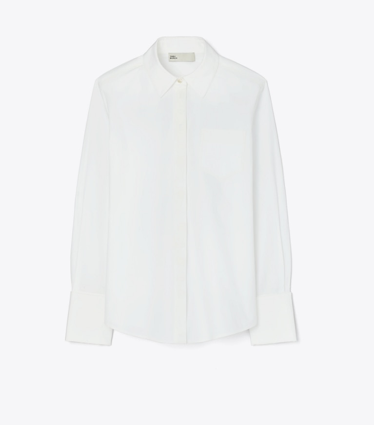 Tory Burch diseñador tops Camisa de algodón en White frente