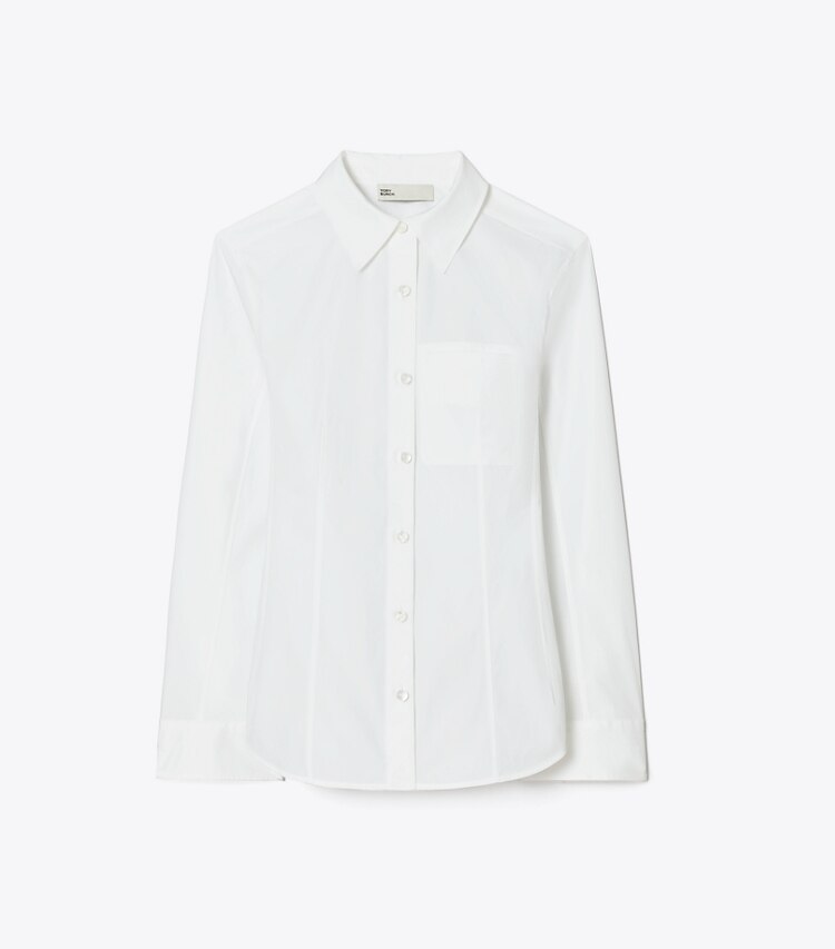Tory Burch diseñador tops Camisa de poplín de algodón en White frente