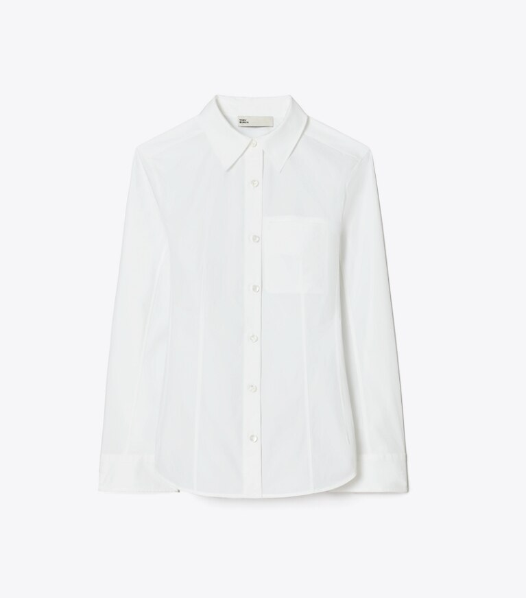 Tory Burch diseñador tops Camisa de poplín de algodón en White frente