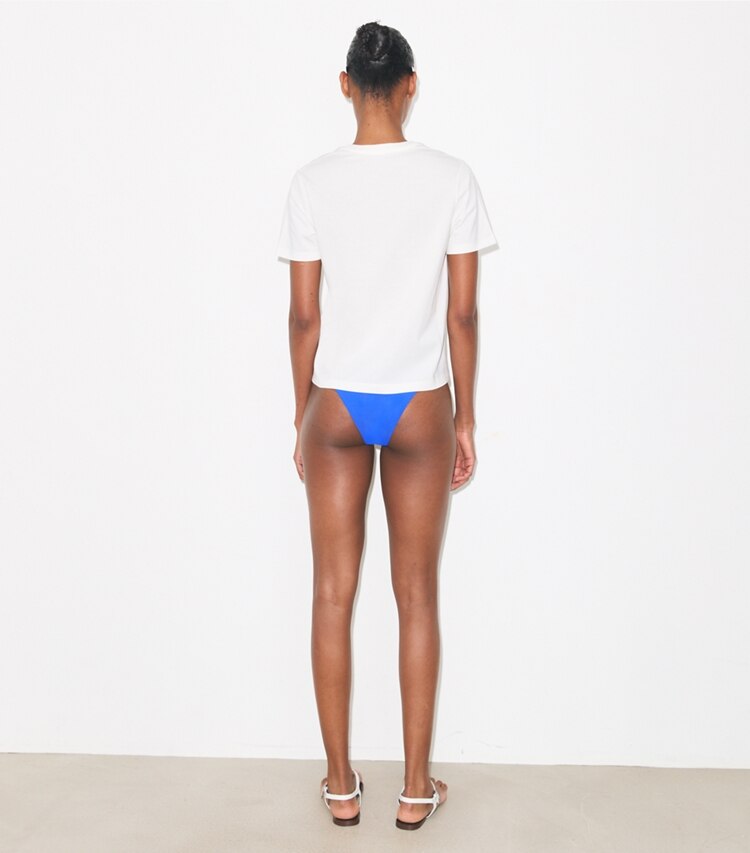 Tory Burch diseñador tops Camiseta de algodón Swimmers en White parte posterior en modelo