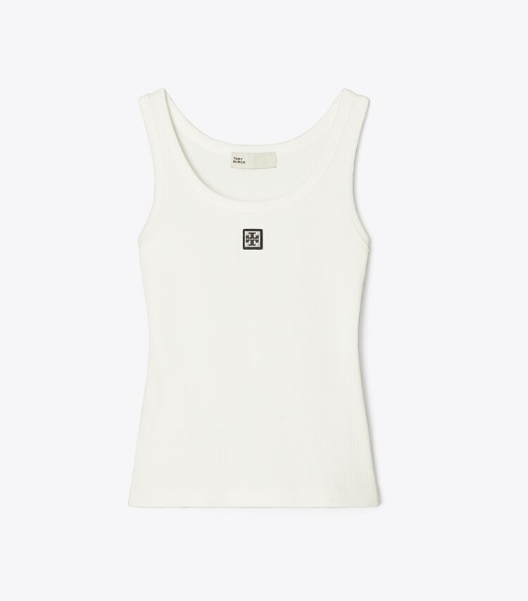 Tory Burch diseñador tops Camiseta de tirantes de algodón con cuello redondo en Snow White frente