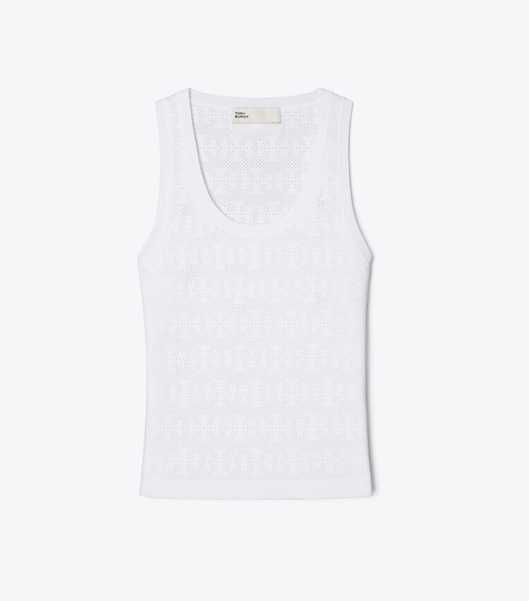 Tory Burch diseñador suéteres Camiseta de tirantes de viscosa Pointelle en White frente
