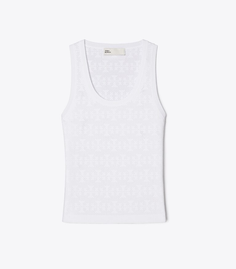 Tory Burch diseñador suéteres Camiseta de tirantes de viscosa Pointelle en White frente