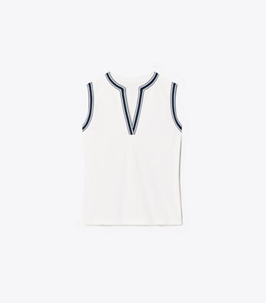Tory Burch diseñador partes de arriba Camiseta sin mangas tipo túnica de piqué técnico en Snow White frente