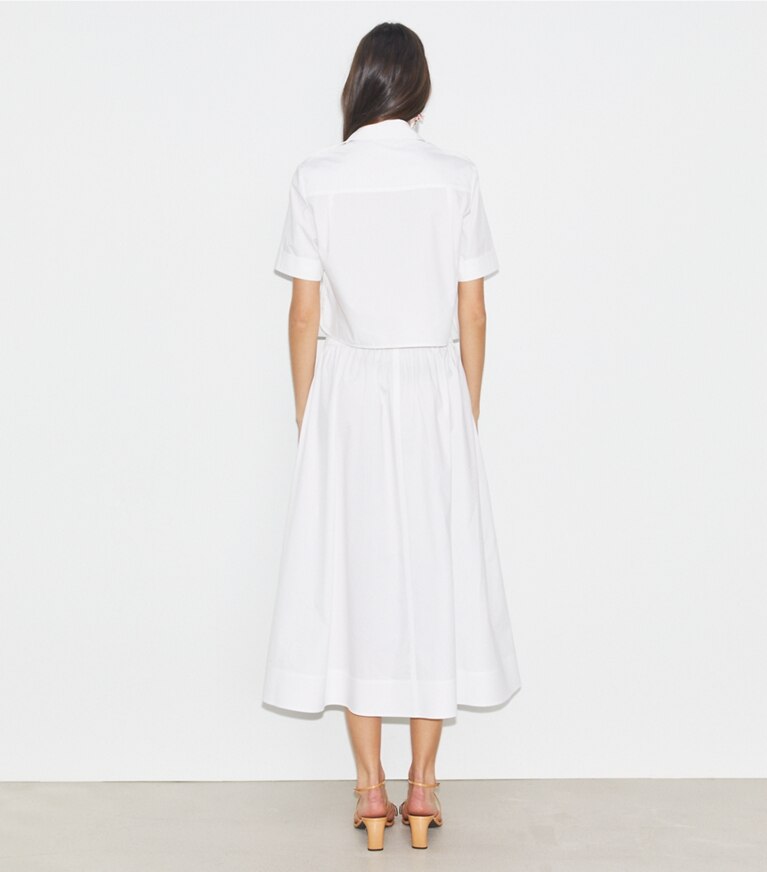 Tory Burch designer oberteile Camp Freizeithemd aus Popeline in White front