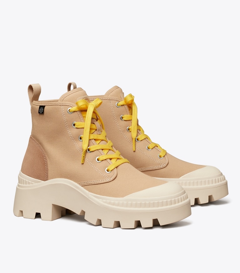 Tory Burch designer ankle boots Camp Sneaker Boot in SAND TAN/ SAND TAN angle