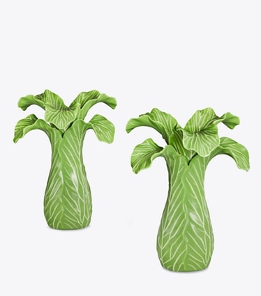 Tory Burch diseñador artículos de mesa & cristalería Candelabro de vajilla con borde ondulado, set de 2 en Green grupo