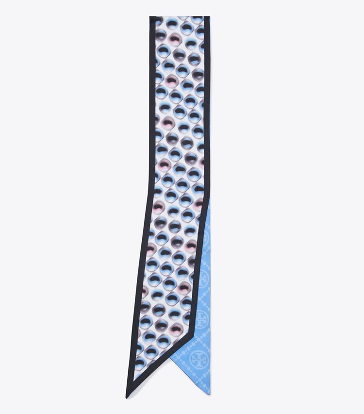 Tory Burch designer スカーフ キャンディドット リボンタイ in Blue folded