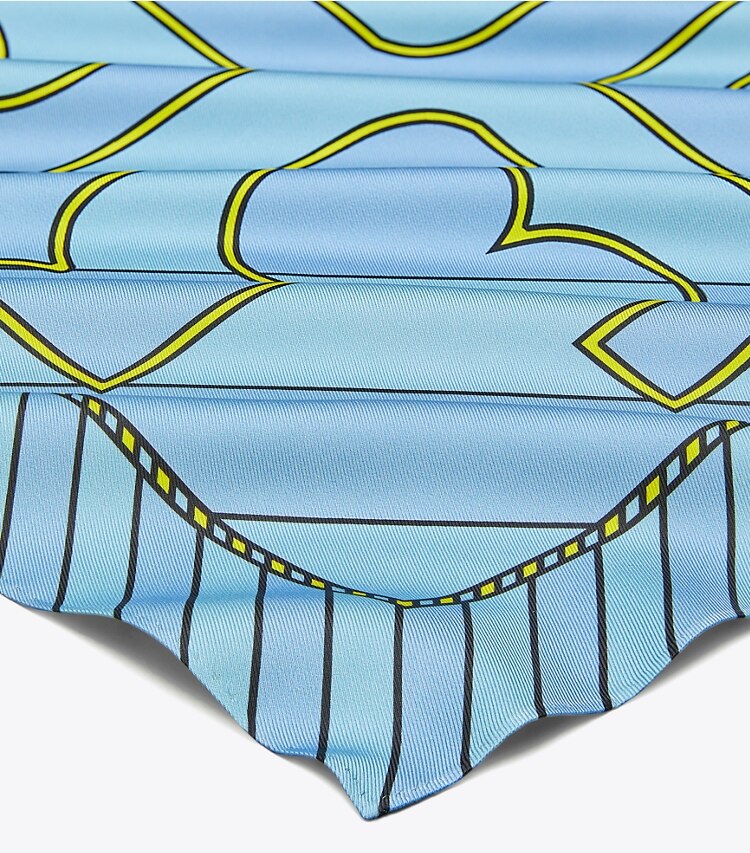 Tory Burch designer scarves Candy Stripe Silk Neckerchief in Light Blue detail