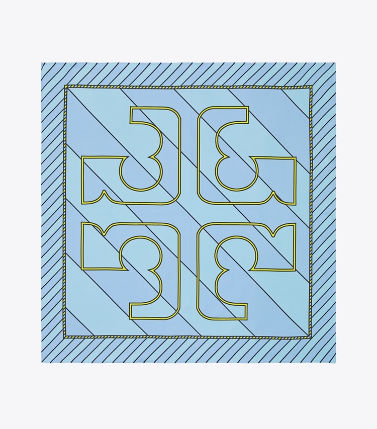 Tory Burch designer scarves Candy Stripe Silk Neckerchief in Light Blue overhead