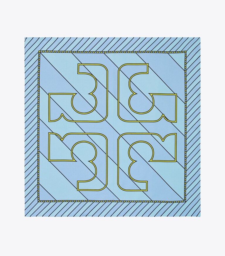 Tory Burch designer scarves Candy Stripe Silk Neckerchief in Light Blue overhead