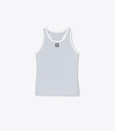 Tory Burch designer tops Canotta da tennis in jersey in Light Blue  / Snow White front