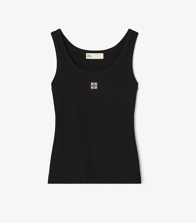 Tory Burch designer tops Canotta in cotone con ampio scollo in Black front