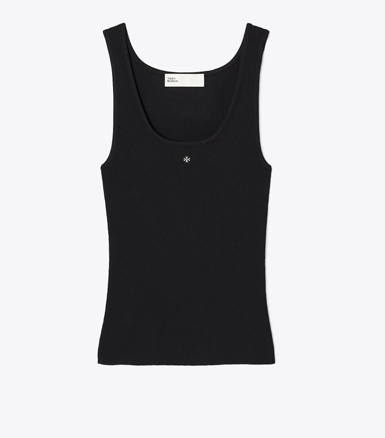 Tory Burch designer tops Canotta in maglia di viscosa in Black front