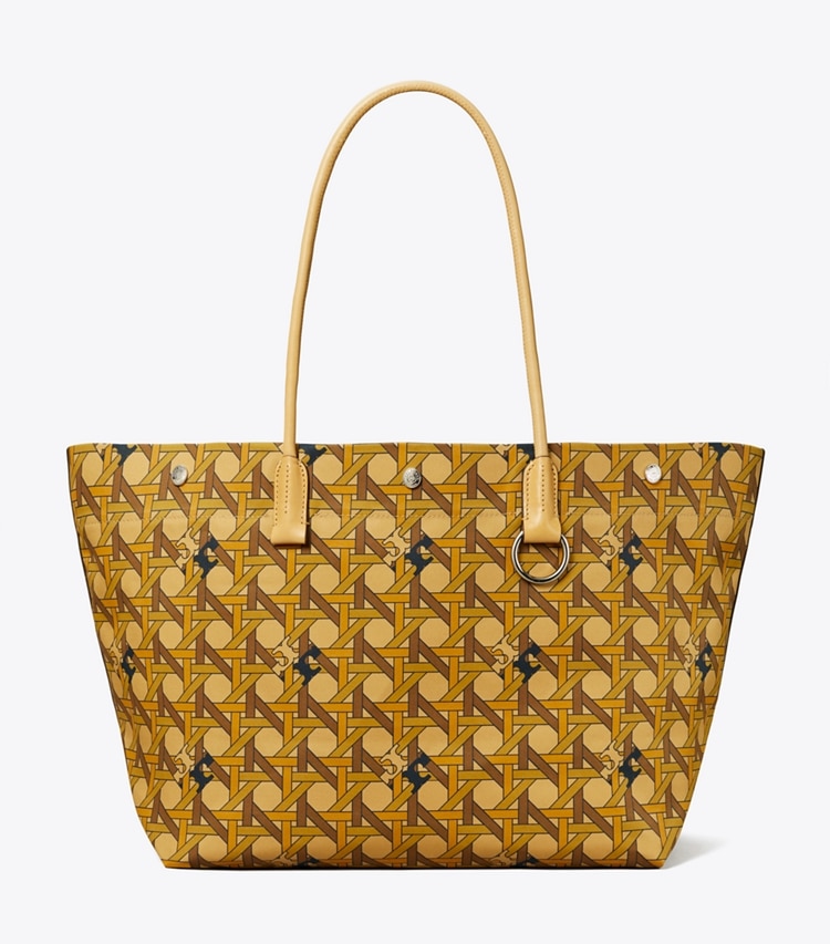 Tory Burch designer tote bags Canvas Basketweave Tote in Tan Basketweave front