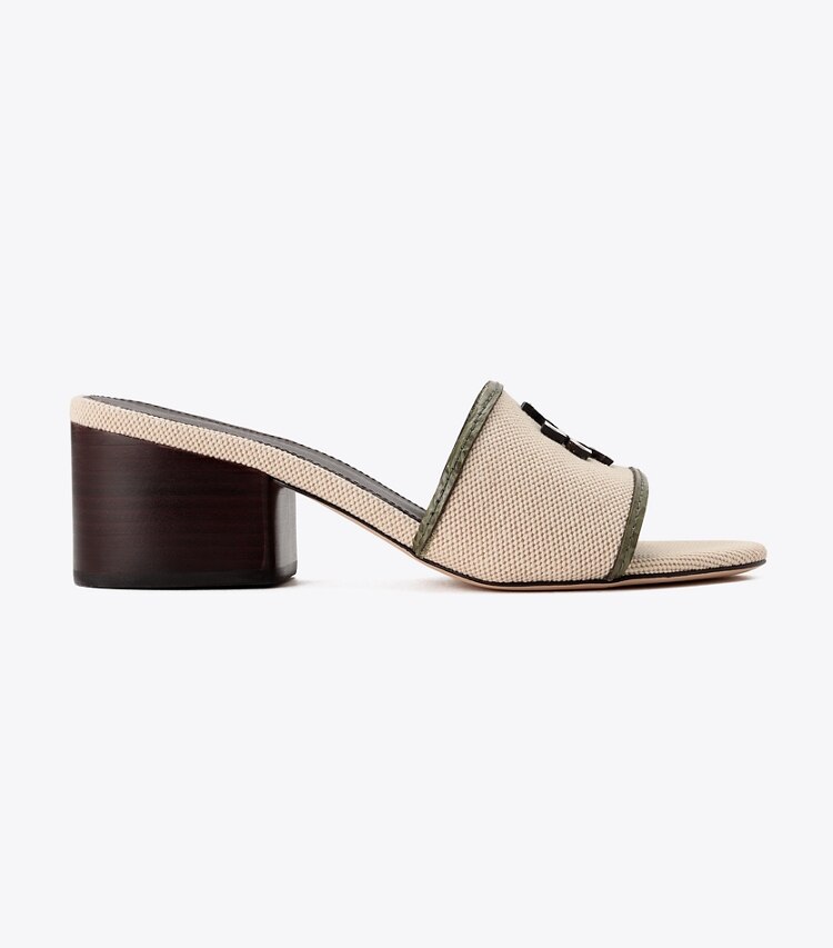 Tory Burch designer サンダル キャンバス ブロックヒール in Canvas / Soft Ivy side