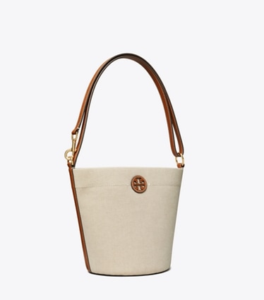 Tory Burch designer crossbody bags Canvas Bucket Bag in Canvas / Classic Cuoio / Classic Cuoio angle