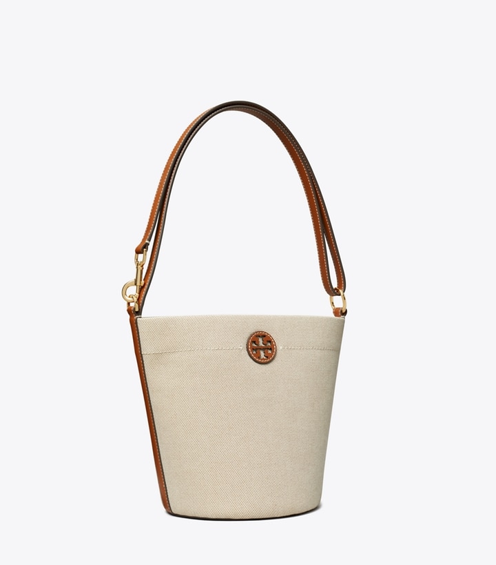 Tory Burch designer crossbody bags Canvas Bucket Bag in Canvas / Classic Cuoio / Classic Cuoio angle