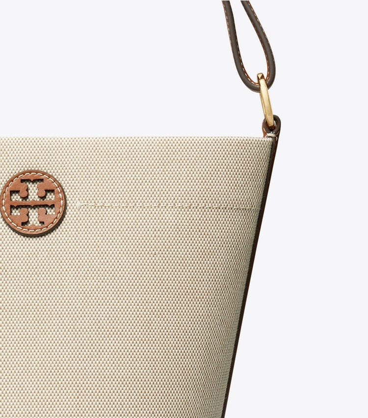 Tory Burch designer crossbody bags Canvas Bucket Bag in Canvas / Classic Cuoio / Classic Cuoio detail