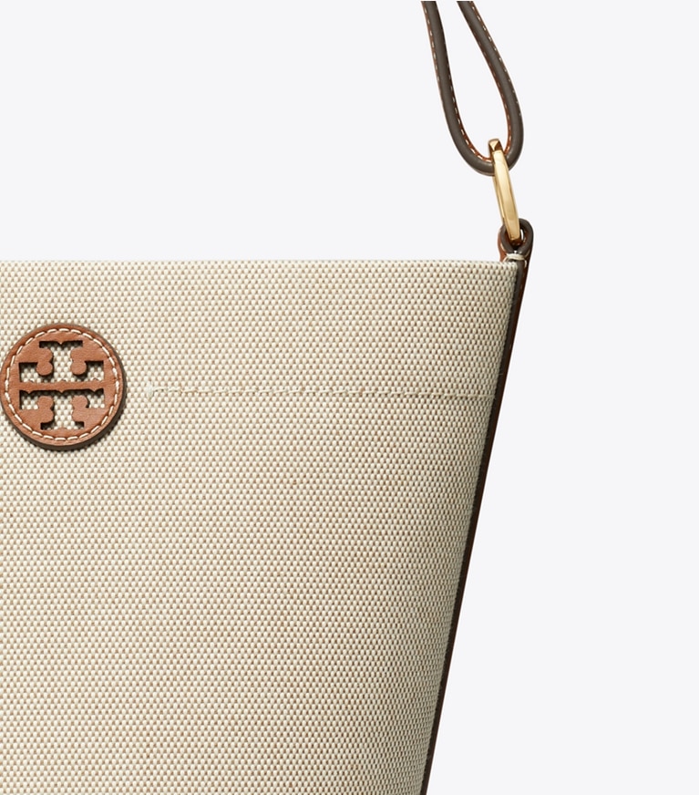 Tory Burch designer crossbody bags Canvas Bucket Bag in Canvas / Classic Cuoio / Classic Cuoio angle