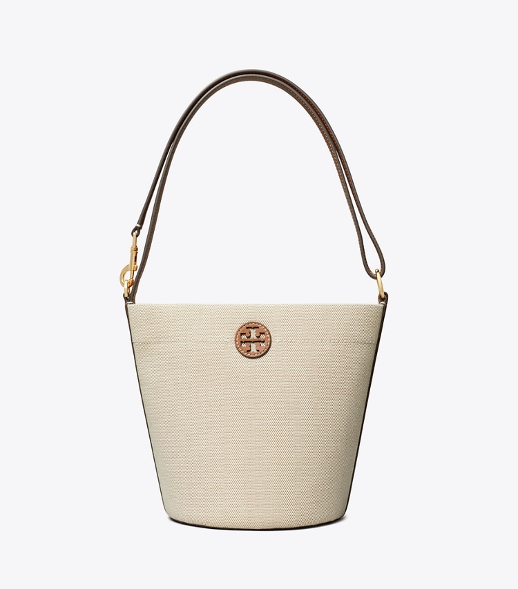 Tory Burch designer crossbody bags Canvas Bucket Bag in Canvas / Classic Cuoio / Classic Cuoio front