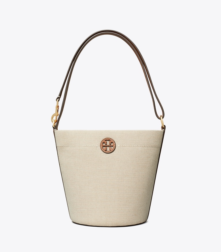 Tory Burch designer crossbody bags Canvas Bucket Bag in Canvas / Classic Cuoio / Classic Cuoio angle