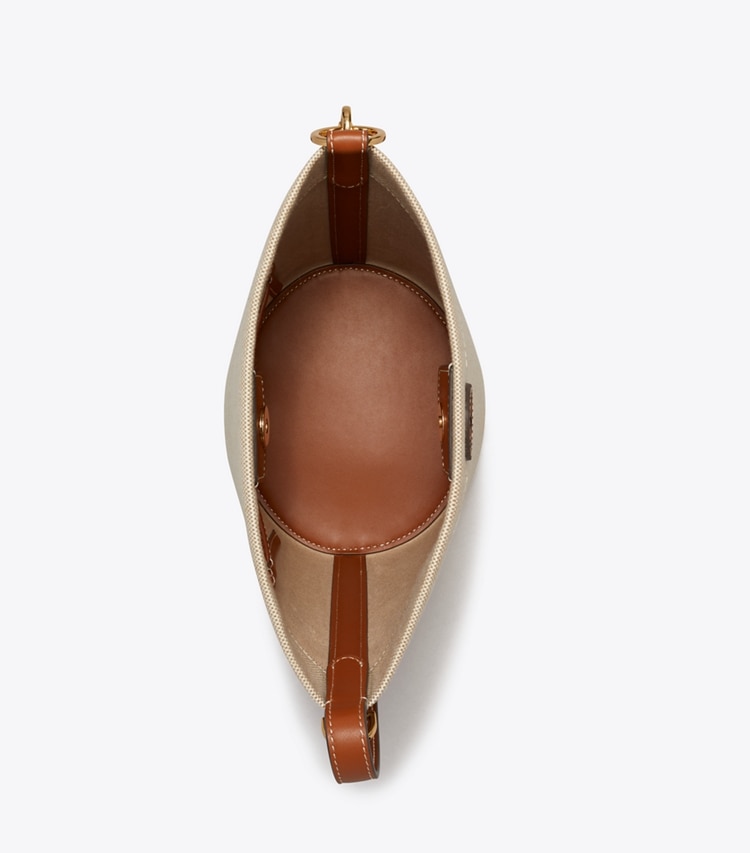 Tory Burch designer crossbody bags Canvas Bucket Bag in Canvas / Classic Cuoio / Classic Cuoio overhead