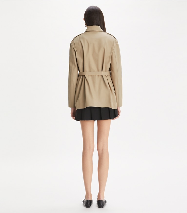 Tory Burch designer jackets Canvas Jacket in Silver Taupe front