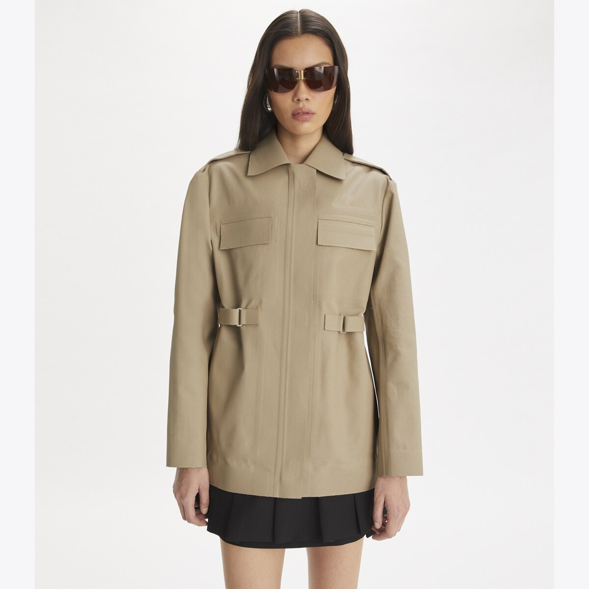 ジャケット TORY BURCH Woman Jacket Beige 154118 285 canvas-jacket-front.
